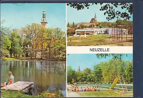 [Ansichtskarte] AK Neuzelle 3.Ansichten Am Klosterteich - Kinderkrippe - Schwimmbad 1981. 