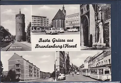 [Ansichtskarte] AK Beste Grüsse aus Brandenburg / Havel 5.Ansichten Plauer Torturm - Der Roland 1970. 