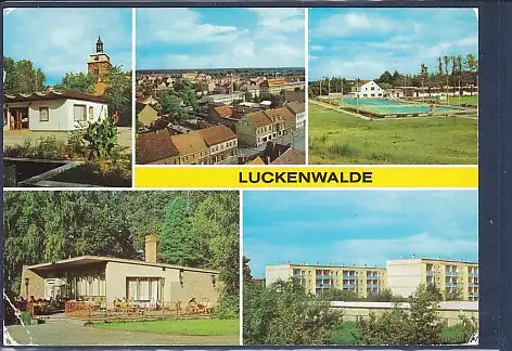 [Ansichtskarte] AK Luckenwalde 5.Ansichten Am Platz der Jugend - Schwimmbad - Neubauten 1984. 