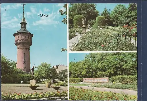 [Ansichtskarte] AK Forst 3.Ansichten Wasserturm - Rosengarten - Rosengarten 1970. 