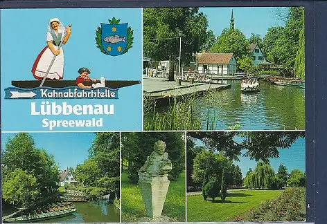 [Ansichtskarte] AK Kahnabfahrtstelle Lübbenau Spreewald 4.Ansichten Am Kahnfährhafen 1990. 