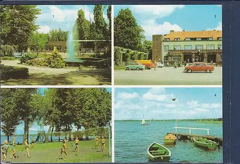 [Ansichtskarte] AK Wandlitzsee 4.Ansichten Anlage mit Springbrunnen am Bahnhof - Bahnhof - Strandbad 1975. 