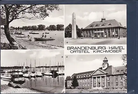 [Ansichtskarte] AK Brandenburg Havel Ortsteil Kirchmöser 4.Ansichten Bootsliegeplatz - Klubhaus - Krankenhaus 1981. 