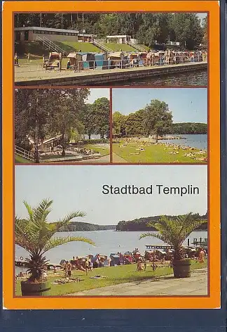 [Ansichtskarte] AK Stadtbad Templin 4.Ansichten Stadtbad - HO Kiosk - Liegewiese 1986. 