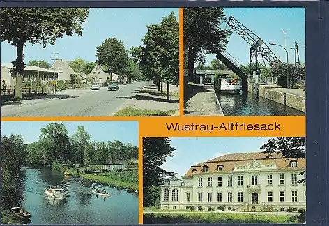 [Ansichtskarte] AK Wustrau - Altfriesack 4.Ansichten Ernst Thälmann Straße - Schleuse mit Zugbrücke 1990. 