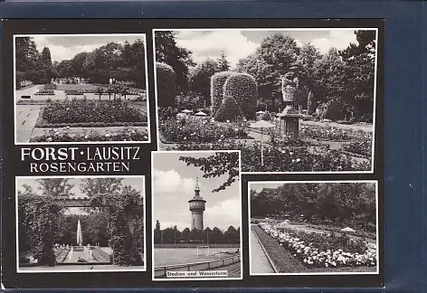 [Ansichtskarte] AK Forst Lausitz Rosengarten 5.Ansichten Stadion und Wasserturm 1967. 
