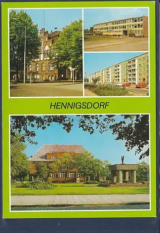 [Ansichtskarte] AK Hennigsdorf 4.Ansichten Betriebsschule - Hradeker Straße - Post an der Leninstraße 1987. 