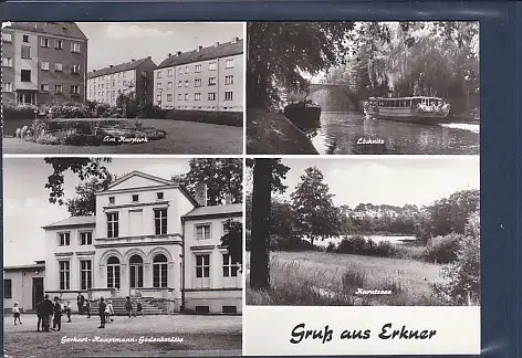 [Ansichtskarte] AK Gruß aus Erkner 4.Ansichten Am Kurpark - Löcknitz - Gerhart Hauptmann Gedenkstätte 1980. 