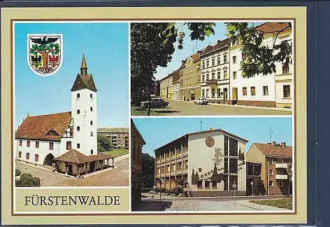 [Ansichtskarte] AK Fürstenwalde 3.Ansichten Rathaus - Frankfurter Straße - Fernmeldeamt 1988. 