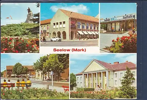 [Ansichtskarte] AK Seelow ( Mark) 5.Ansichten Konsum Kontakt Kaufhaus - Konsum Kaufhaus - Puschkinplatz 1981. 