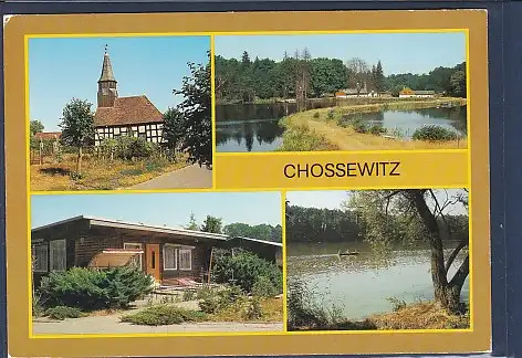 [Ansichtskarte] AK Chossewitz 4.Ansichten Alte Fachwerk Kirche - in der Bungalowsiedlung 1990. 