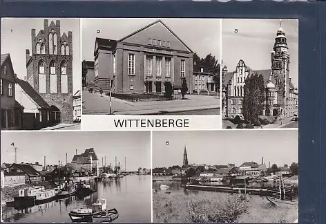 [Ansichtskarte] AK Wittenberge 5.Ansichten Steintor - Kulturhaus - Hafen 1988. 