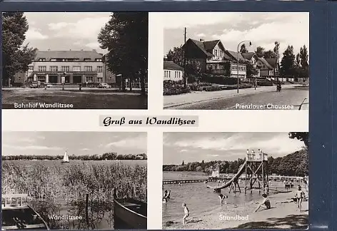[Ansichtskarte] AK Gruß aus Wandlitzsee 4.Ansichten Bahnhof Wandlitzsee - Prenzlauer Chaussee - Strandbad 1971. 