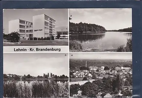[Ansichtskarte] AK Lehnin Kr. Brandenburg 4.Ansichten Friedrich Engels Oberschule mit neuer Sporthalle - Blick auf Lehnin 1984. 