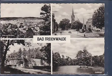[Ansichtskarte] AK Bad Freienwalde 4.Ansichten Karl Marx Platz - Moorbad - Teufelssee 1960. 
