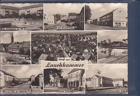 [Ansichtskarte] AK Gruß  aus Lauchhammer 9.Ansichten Friedensstraße - Markt und Autobahnhof - Berliner Straße 1963. 