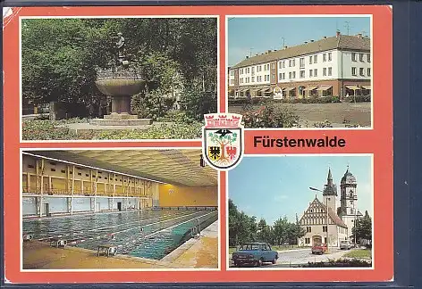 [Ansichtskarte] AK Fürstenwalde 4.Ansichten Graßnick Brunnen - Mühlenstraße - Spree Schwimmhalle 1986. 