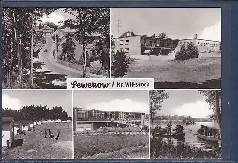 [Ansichtskarte] AK Sewekow / Kr. Wittstock 5.Ansichten Gaststätte am See - Ausfahrt der Angler auf den Langenhagen See - Dorfstraße 1986. 