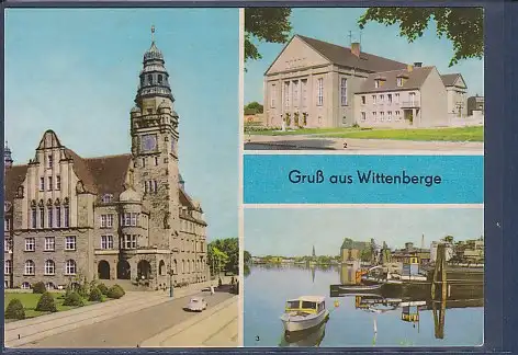 [Ansichtskarte] AK Gruß aus Wittenberge 3.Ansichten Rathaus - Kulturhaus - Hafen 1984. 