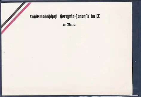 [Ansichtskarte] AK Landsmannschaft Hercynia Jenensis im CC zu Mainz. 