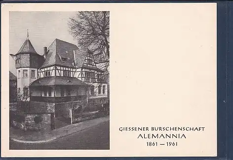 [Ansichtskarte] AK Giessener Burschenschaft Alemannia 1861-1961. 