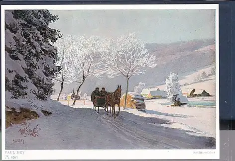 [Ansichtskarte] AK Paul Hey ( 1867-1952) Schlittenfahrt 1960. 