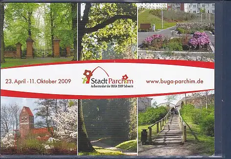 [Ansichtskarte] AK Stadt Parchim Außenstandort der BUGA 2009 Schwerin 6.Ansichten Alter Friedhof - Verkehrsgarten - Wallanlagen. 