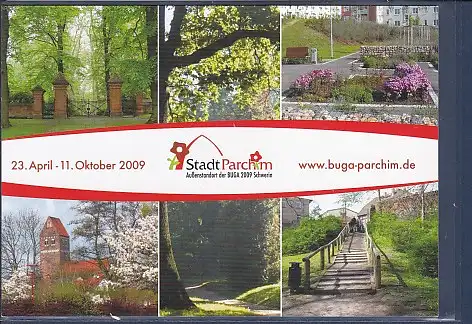 [Ansichtskarte] AK Stadt Parchim Außenstandort der BUGA 2009 Schwerin 6.Ansichten Alter Friedhof - Verkehrsgarten - Wallanlagen. 