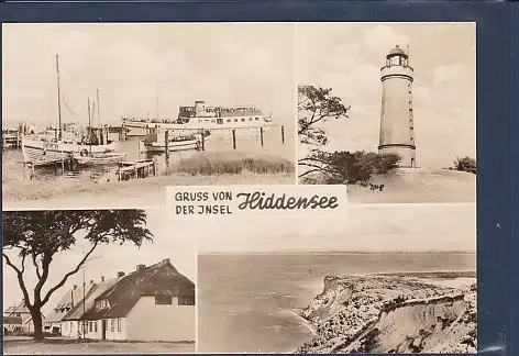 [Ansichtskarte] AK Gruss von der Insel Hiddensee 4.Ansichten Vitte - Leuchtturm - Neuendorf - An der Steilküste 1970. 
