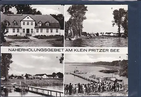 [Ansichtskarte] AK Naherholungsgebiet am Klein Pritzer See 4.Ansichten Ferienheim - Blick vom See zum Zeltplatz 1977. 