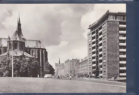 [Ansichtskarte] AK Rostock - Marienkirche und Lange Straße 1967. 