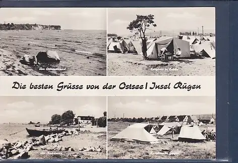 [Ansichtskarte] AK Die besten Grüsse von der Ostsee Insel Rügen 4.Ansichten Zeltplatz in Lobbe - Zeltplatz in Gagar 1971. 