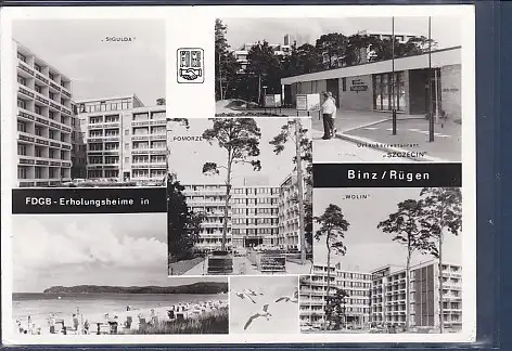 [Ansichtskarte] AK FDGB Erholungsheime in Binz / Rügen 5.Ansichten Sigulda - Urlauberrestaurant Szczecin - Pomorze - Wolin 1982. 