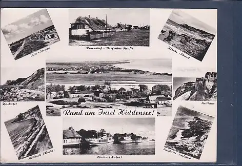 [Ansichtskarte] AK Rund um Insel Hiddensee 9.Ansichten Neuendorf Dorf ohne Straße - Kloster Hafen 1959. 