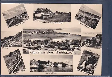 [Ansichtskarte] AK Rund um Insel Hiddensee 9.Ansichten Neuendorf Dorf ohne Straße - Kloster Hafen 1959. 
