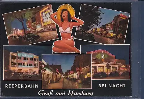 [Ansichtskarte] AK Gruss aus Hamburg Reeperbahn bei Nacht 5.Ansichten 1970. 