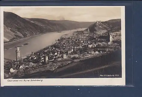 [Ansichtskarte] AK Oberwesel mit Ruine Schönburg 1928. 