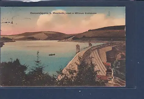 [Ansichtskarte] AK Hennetalsperre b. Meschede Inhalt 11 Millionen Kubikmeter 1913. 