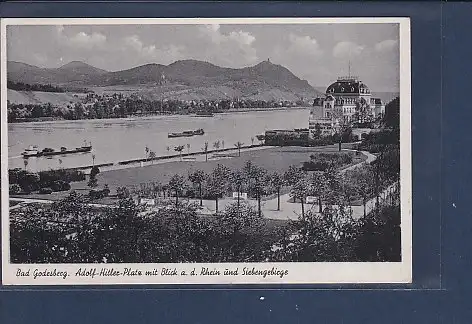 [Ansichtskarte] AK Bad Godesberg Adolf Hitler Platz mit Blick a.d. Rhein und Siebengebirge 1941. 