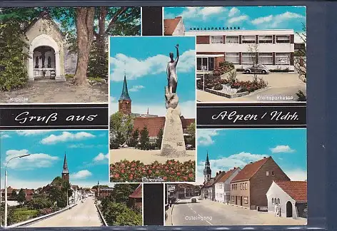 [Ansichtskarte] AK Gruß aus Alpen / Ndrh. 5.Ansichten Kapelle - Kreissparkasse - Osteingang - Ehrenmal 1976. 