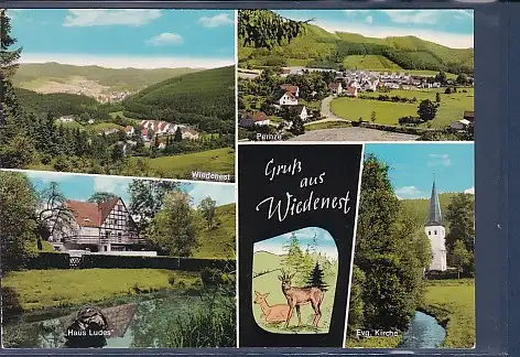 [Ansichtskarte] AK Gruß aus Wiedenest 4.Ansichten Wiedenest - Pernze - Haus Ludes - Evg. Kirche 1970. 