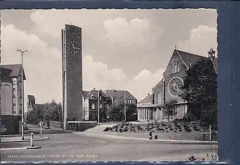 [Ansichtskarte] AK Essen-Schonnebeck Partie an der kath. Kirche 1965. 
