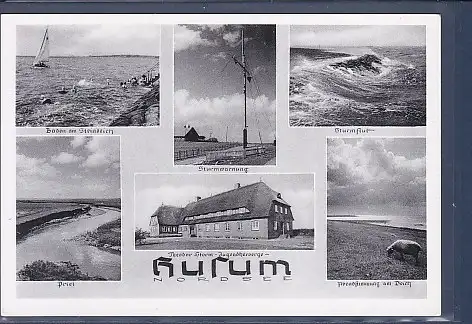 [Ansichtskarte] AK Husum Nordsee 6.Ansichten Baden am Steindeich - Sturmwarnung - Theodor Storm Jugendherberge 1940. 