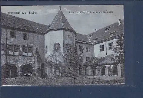 [Ansichtskarte] AK Bronnbach a.d. Tauber Ehemalige Abtei Klostergarten mit Kreuzgang 1920. 