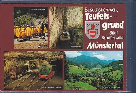 [Ansichtskarte] AK Besuchsbergwerk Teufelsgrund Südl. Schwarzwald Münstertal 4.Ansichten Schachtumbetrieb Bahnhof 1970. 