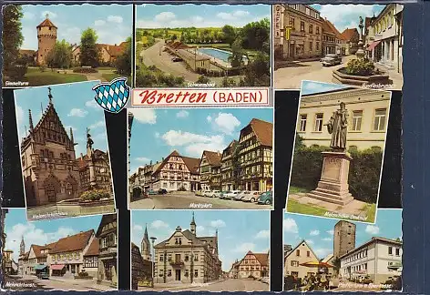[Ansichtskarte] AK Bretten ( Baden) 9.Ansichten Simmenturm - Schwimmbad - Melanchthonstr. 1961. 