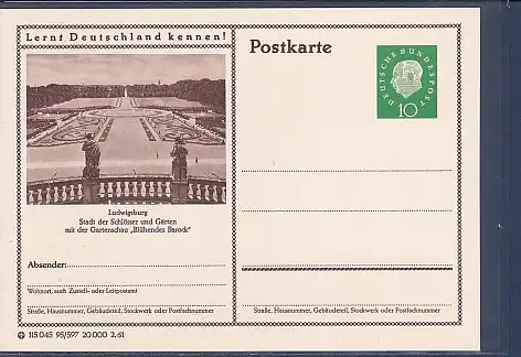 [Ansichtskarte] Bildpostkarte Ludwigsburg Stadt der Schlösser und Gärten mit der Gartenschau Blühendes Barock 1960. 
