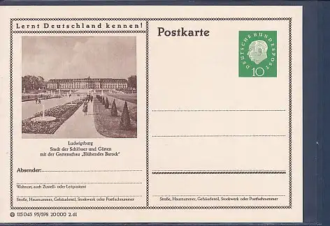 [Ansichtskarte] Bildpostkarte Ludwigsburg Stadt der Schlösser und Gärten mit der Gartenschau Blühendes Barock 1960. 