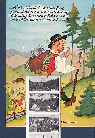 [Ansichtskarte] AK Liporello Gruß aus Freudenstadt im Schwarzwald Wanderbursch 10.Ansichten 1961. 