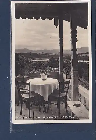 [Ansichtskarte] AK Hechenberg Obbay. Veranda Blick ins Isartal Hechenberg bei Bad Tölz Gasthof Zöhr 1930. 